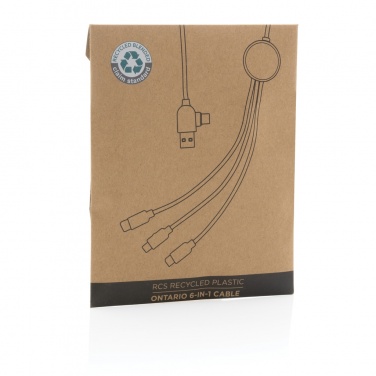Logo trade promotional merchandise image of: RCS recycled plastic Ontario 6-in-1 cable