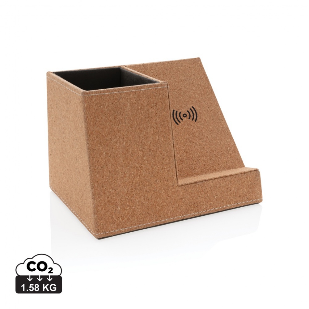 Logotrade corporate gift picture of: Cork pen holder and 5W wireless charger