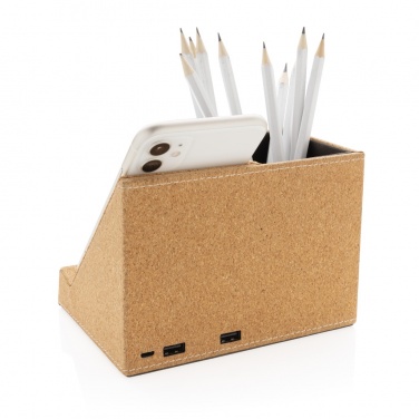 Logotrade corporate gift image of: Cork pen holder and 5W wireless charger