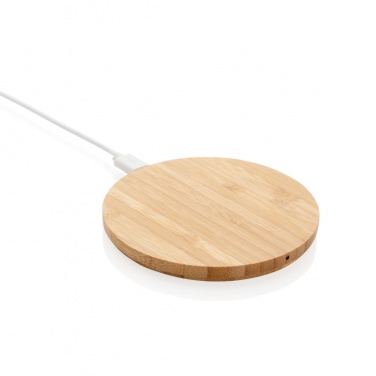 Logo trade promotional products picture of: Bamboo 5W round wireless charger