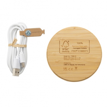 Logotrade corporate gift image of: Bamboo 5W round wireless charger