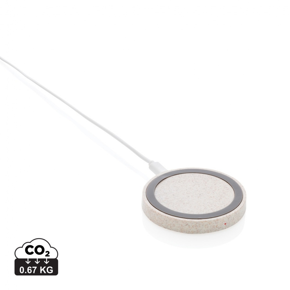 Logotrade promotional item image of: Wheat Straw 5W round wireless charging pad