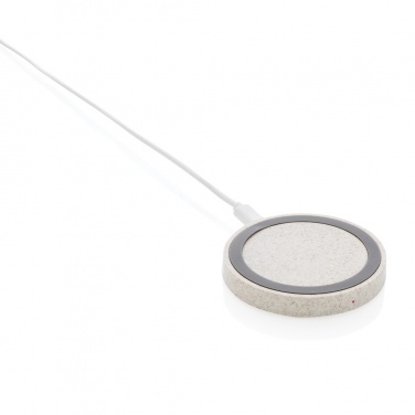 Logo trade advertising products image of: Wheat Straw 5W round wireless charging pad