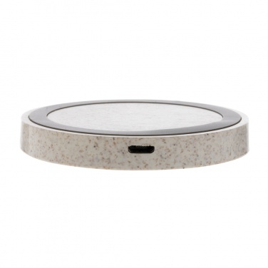 Logo trade business gift photo of: Wheat Straw 5W round wireless charging pad