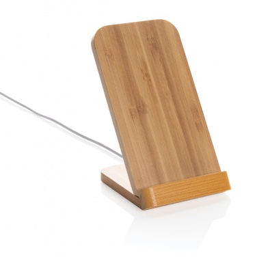 Logotrade advertising product picture of: Bamboo 5W wireless charging stand