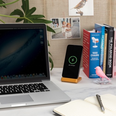 Logo trade promotional products image of: Bamboo 5W wireless charging stand