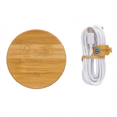 Logotrade promotional gift image of: Bamboo 15W wireless charger