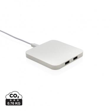 Logo trade promotional merchandise image of: RCS recycled plastic 10W Wireless charger with USB Ports