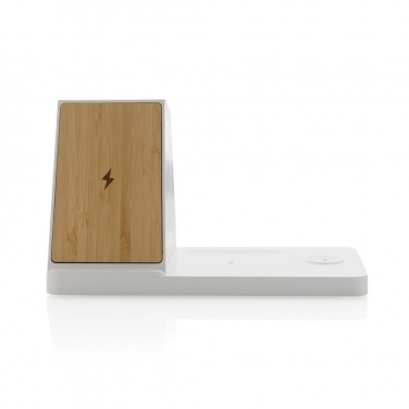 Logotrade corporate gift picture of: Ontario recycled plastic & bamboo 3-in-1 wireless charger