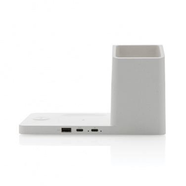 Logotrade promotional giveaway picture of: Ontario recycled plastic & bamboo 3-in-1 wireless charger