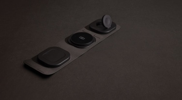 Logo trade promotional item photo of: Swiss Peak RCS rplastic 3-in-1 wireless 15W travel charger