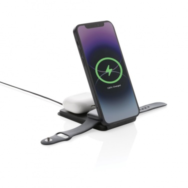 Logotrade promotional item image of: Swiss Peak RCS rPU 15W  3-in-1 magnetic wireless charger