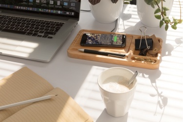 Logotrade corporate gift image of: Bamboo desk organiser 5W wireless charger