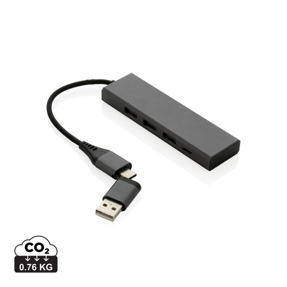 Logo trade promotional gifts picture of: Terra RCS recycled aluminium hub with 3 USB ports