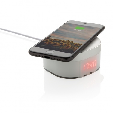 Logo trade promotional gift photo of: Aria 5W Wireless Charging Digital Clock