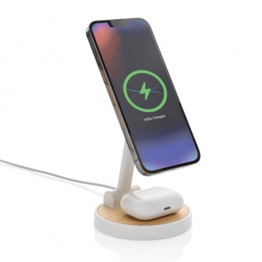 Logo trade promotional gifts image of: Ontario RCS rplastic 15W magnetic charging 2 in 1 stand