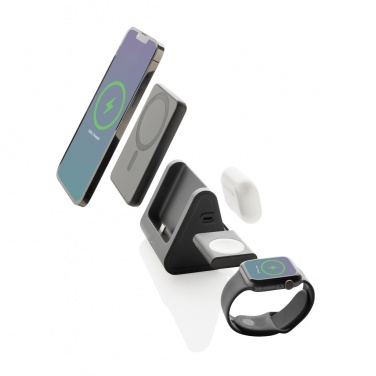 Logo trade promotional products picture of: Powerbase RCS recycled plastic 3 in 1 charger with powerbank
