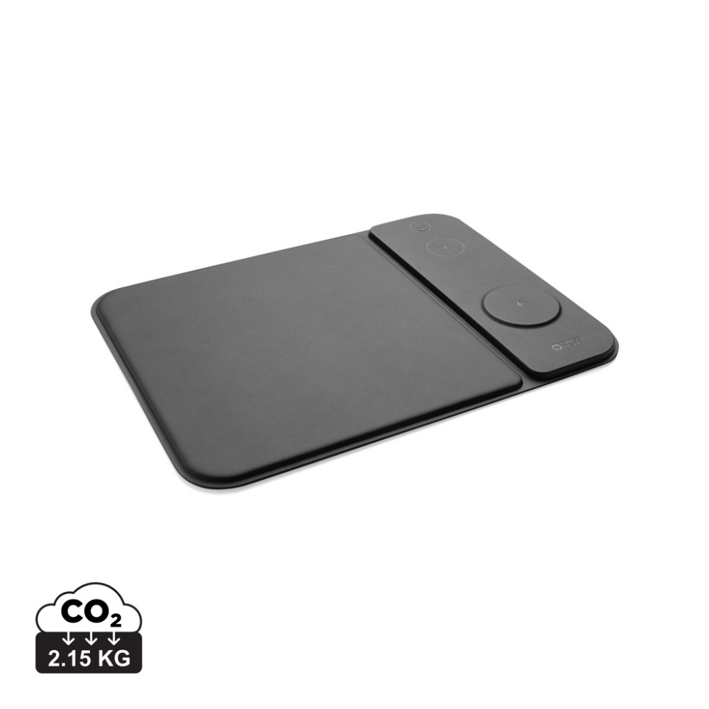 Logotrade promotional gifts photo of: Swiss peak RCS recycled PU 15W 3 in 1 charging mousepad