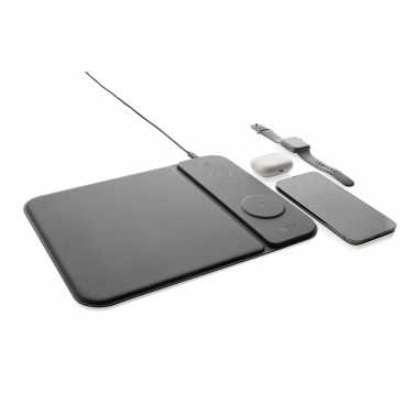 Logotrade promotional product picture of: Swiss peak RCS recycled PU 15W 3 in 1 charging mousepad