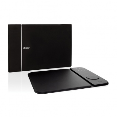 Logotrade promotional item image of: Swiss peak RCS recycled PU 15W 3 in 1 charging mousepad