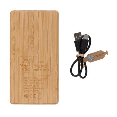 Logo trade corporate gift photo of: Sunwick 10.000 mAh Bamboo solar powerbank