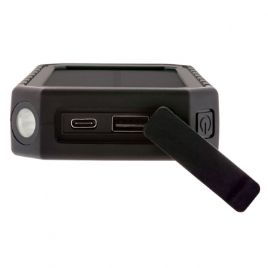 Logo trade promotional merchandise photo of: RCS recycled plastic Solar powerbank with 10W Wireless
