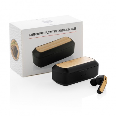 Logo trade corporate gift photo of: Bamboo Free Flow TWS earbuds in case