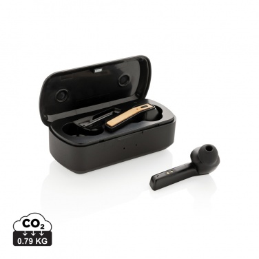 Logo trade advertising products picture of: Bamboo Free Flow TWS earbuds in case