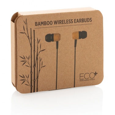Logo trade advertising products image of: Bamboo wireless earbuds