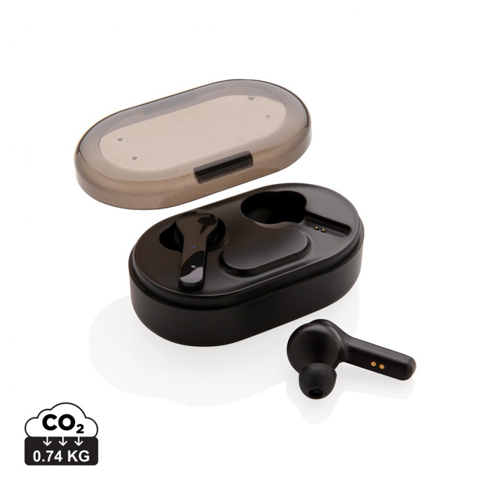 Logo trade corporate gifts picture of: Light up logo TWS earbuds in charging case