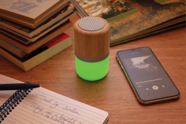 Logo trade promotional giveaways image of: Bamboo colour changing 3W speaker light