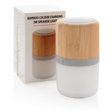 Logo trade promotional gift photo of: Bamboo colour changing 3W speaker light