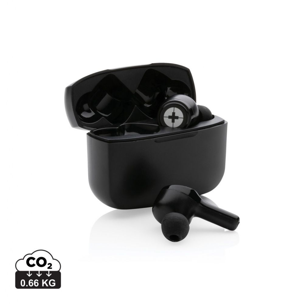 Logotrade promotional product image of: RCS recycled plastic Swiss Peak ANC TWS earbuds