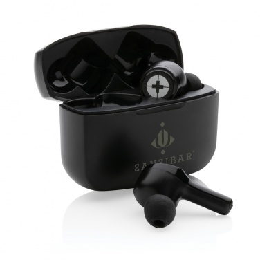 Logo trade corporate gift photo of: RCS recycled plastic Swiss Peak ANC TWS earbuds