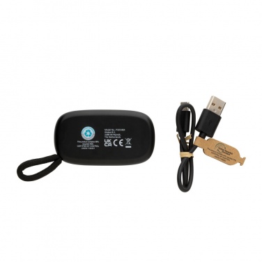 Logo trade promotional merchandise picture of: RCS recycled plastic & bamboo TWS earbuds