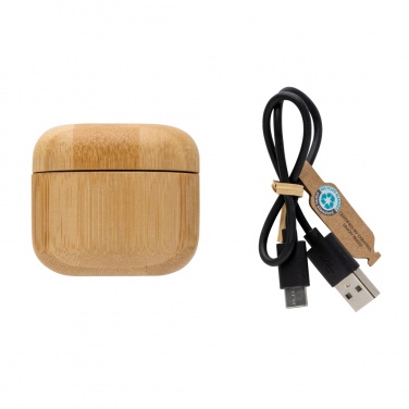 Logotrade advertising product picture of: Bamboo TWS earbuds with RCS recycled plastic