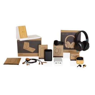 Logotrade promotional merchandise image of: Bamboo TWS earbuds with RCS recycled plastic