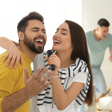 Logo trade promotional gift photo of: Singvibe RCS recycled plastic karaoke set with double mic
