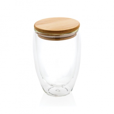 Logotrade promotional merchandise picture of: Double wall borosilicate glass with bamboo lid 350ml