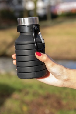 Logo trade business gift photo of: Leakproof collapsible silicone bottle with lid