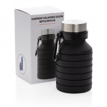 Logotrade promotional item picture of: Leakproof collapsible silicone bottle with lid
