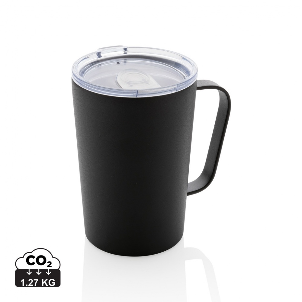 Logotrade promotional merchandise picture of: RCS Recycled stainless steel modern vacuum mug with lid