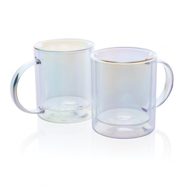 Logo trade promotional products image of: Deluxe double wall electroplated glass mug