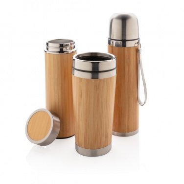 Logo trade advertising products picture of: Bamboo vacuum travel flask