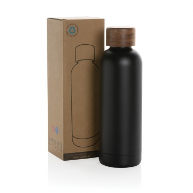 Logotrade advertising product image of: Wood RCS certified recycled stainless steel vacuum bottle