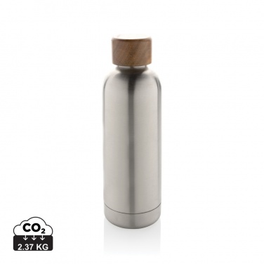 Logo trade promotional giveaways image of: Wood RCS certified recycled stainless steel vacuum bottle