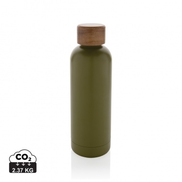 Logo trade corporate gifts picture of: Wood RCS certified recycled stainless steel vacuum bottle