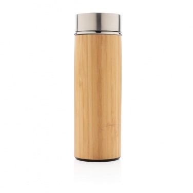 Logo trade business gifts image of: Leak proof bamboo vacuum bottle