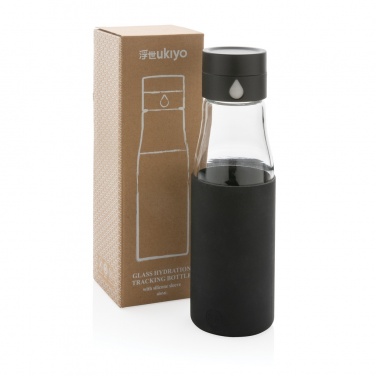 Logo trade promotional merchandise photo of: Ukiyo glass hydration tracking bottle with sleeve