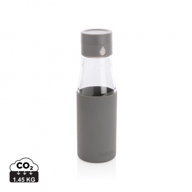 Logo trade promotional merchandise picture of: Ukiyo glass hydration tracking bottle with sleeve